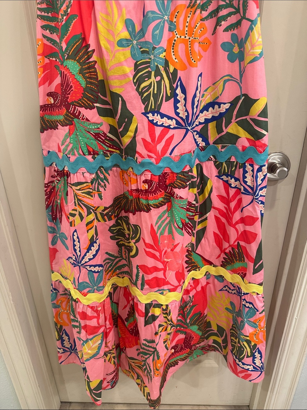 Avara Bright Pink Tropical Tie-Strap Sundress - Women's Large - Picture 3 of 8